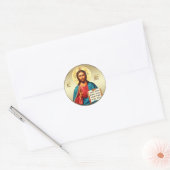 AD 001 - Jezus Christus Ronde Sticker (Envelop)