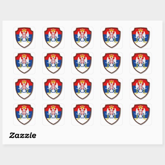 AD 001 - Servisch middeleeuws schild Servië Vierkante Sticker (Vel)
