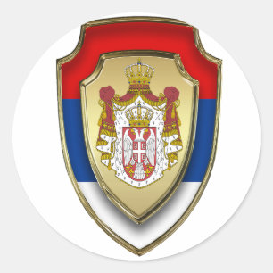 AD 003 - Servisch middeleeuws schild Servië  Ronde Sticker