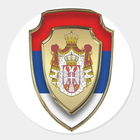 AD 003 - Servisch middeleeuws schild Servië  Ronde Sticker (Voorkant)