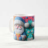 AD 017 - Kerst digitale grafische Kerstman 3d Koffiemok (Voorkant links)