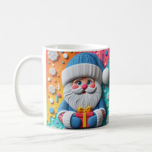 AD 017 - Kerst digitale grafische Kerstman 3d Koffiemok (Links)