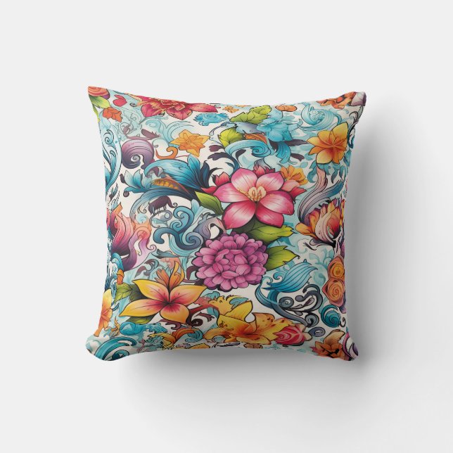 AD 019 - Bloemen digitaal patroon Kussen (Voorkant)