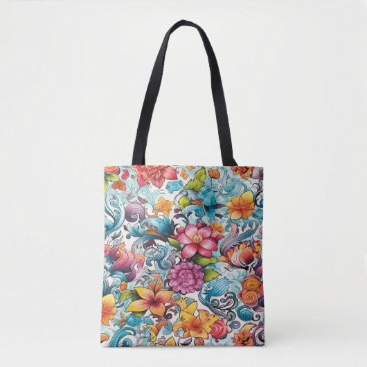 AD 019 - Bloemen digitaal patroon Tote Bag (Voorkant)
