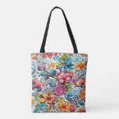 AD 019 - Bloemen digitaal patroon Tote Bag (Achterkant)