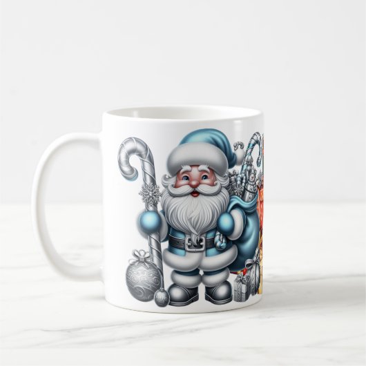 AD 021 - Digitale kerstgrafiek Santa Claus 3d Koffiemok (Links)