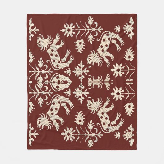 AD 1200s gespikkelde leeuwen print Fleece Deken (Voorkant)