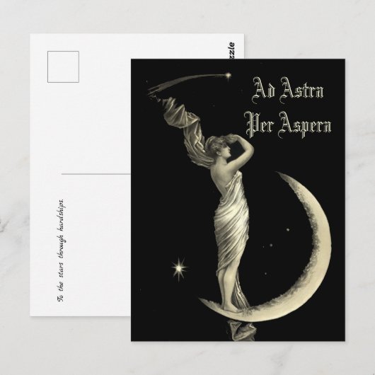 Ad Astra Vrouw op halve maan Print Briefkaart (Voorkant / Achterkant)