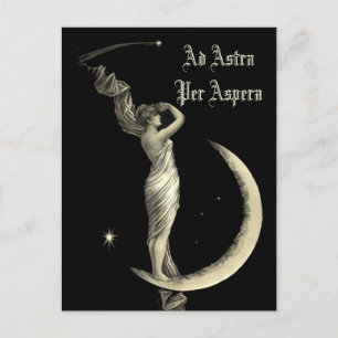 Ad Astra Vrouw op halve maan Print Briefkaart