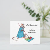 Ad For Art Lessons: Lady Mouse Painting A Picture Briefkaart (Staand voorkant)