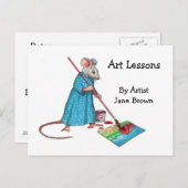 Ad For Art Lessons: Lady Mouse Painting A Picture Briefkaart (Voorkant / Achterkant)