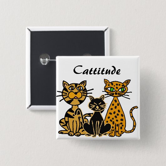 AD- Funny Cattitude Cats Button (Voorkant /achterkant)