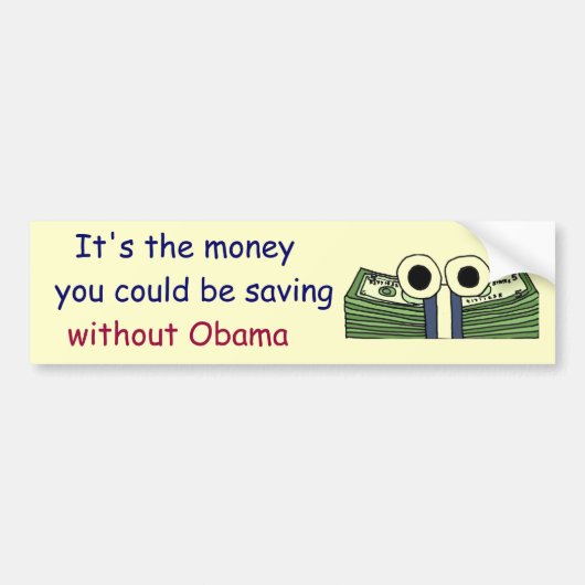 AD- Geld besparen zonder Obama Bumpersticker (Voorkant)