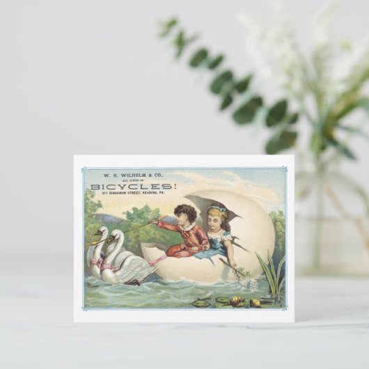 Ad Label-fietsen die PA Victoriaans Briefkaart lez (Staand voorkant)