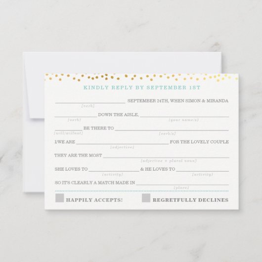 AD LIB RSVP ANTWOORD leuk rustiek goud confetti mi (Voorkant)