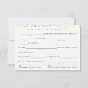 AD LIB RSVP ANTWOORD leuk rustiek goud confetti mi