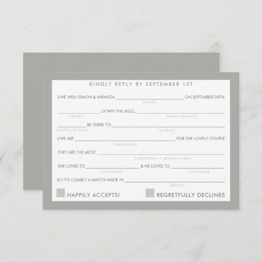 AD LIB RSVP REAGEER leuk eenvoudig vet minimaal gr (Voorkant / Achterkant)