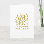 Ad Majorem Dei Gloriam Gold Floral Monogram Kaart (Voorkant)