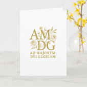 Ad Majorem Dei Gloriam Gold Floral Monogram Kaart (Gele Bloem)