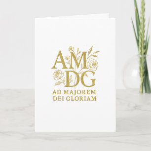 Ad Majorem Dei Gloriam Gold Floral Monogram Kaart