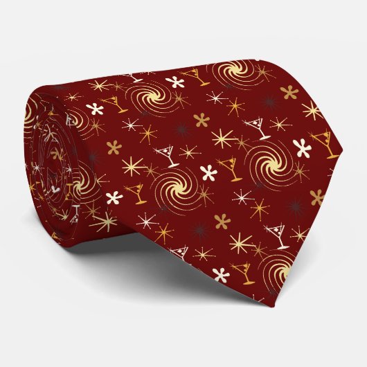 Ad Man Martini Foulard Burgundy tweezijdig Stropdas (Opgerold)