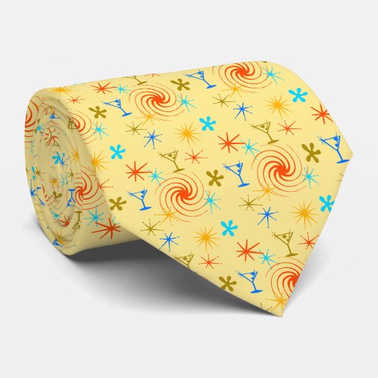 Ad Man Martini Foulard Yellow Two-side Stropdas (Opgerold)