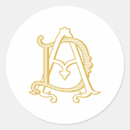 AD- of DA-monogram antiek sticker in goud