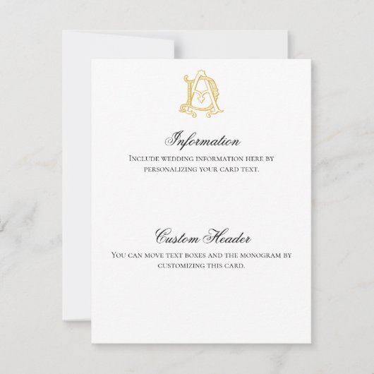  AD- of DA-Monogram-informatiekaart - Gold Kaart (Voorkant)
