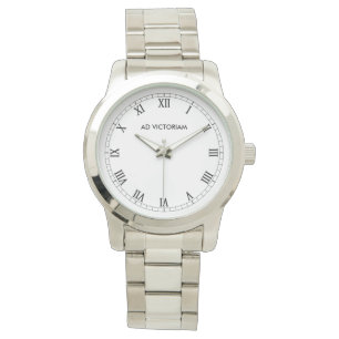 Ad Victoriam Roman Numeral Silver Watch Horloge