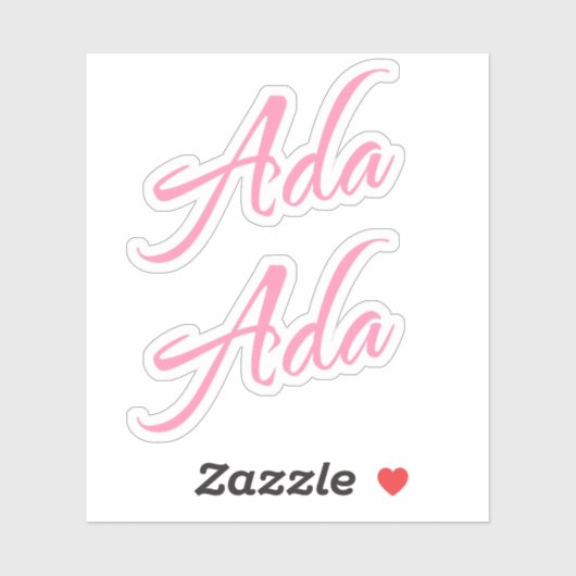 Ada Decoratieve Naam in Roze x2 Sticker (Vel)