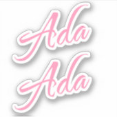 Ada Decoratieve Naam in Roze x2 Sticker (Voorkant)
