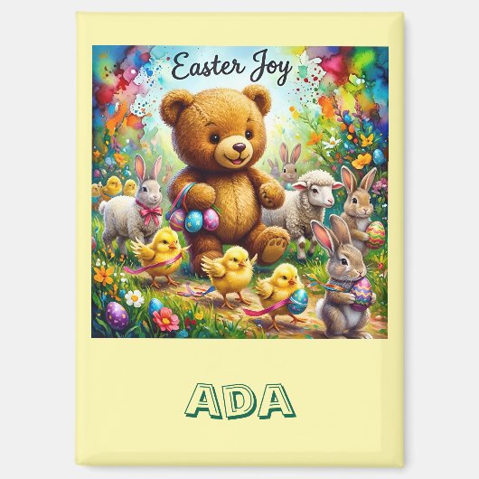 ADA ~ EASTER TEDDY BEAR Easter Chicks ~  Magnet (Voorkant)