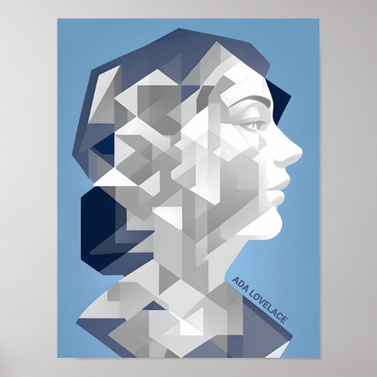 Ada Lovelace Abstract portret - Analytische engine Poster (Voorkant)