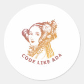 Ada Lovelace Dawn Gradient Code Like Ada  Ronde Sticker (Voorkant)
