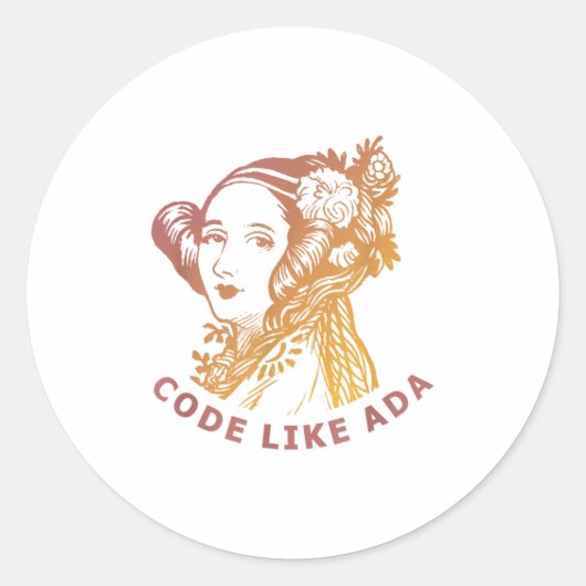 Ada Lovelace Dawn Gradient Code Like Ada Ronde Sticker (Voorkant)