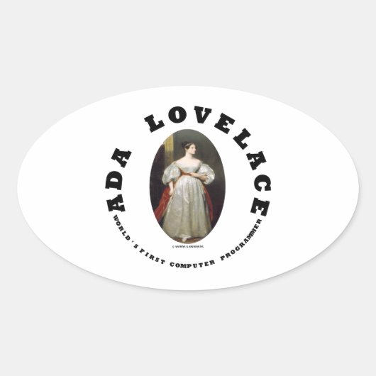 Ada Lovelace World's First Computer Programmer Ovale Sticker (Voorkant)