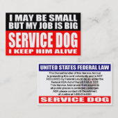 ADA Service Dog Information Cards Contactkaartje (Voorkant / Achterkant)