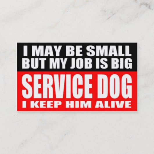 ADA Service Dog Information Cards Contactkaartje (Voorkant)
