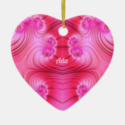 ADA ~ VALENTIJN HEART ~ Roze fractal ~ Keramisch Ornament (Voorkant)