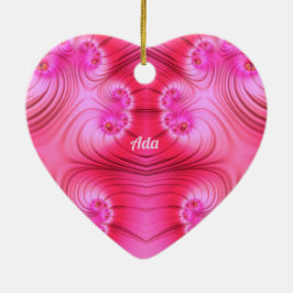 ADA ~ VALENTIJN HEART ~ Roze fractal ~ Keramisch Ornament