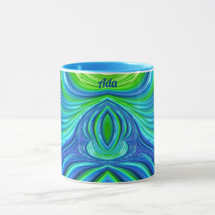 ADA ~ Zany 3D Fractal ~ Blauwgroene Mok