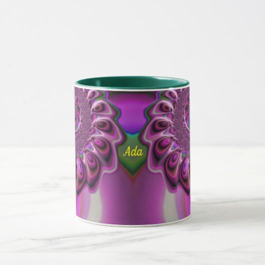 ADA ~ Zany 3D Fractal ~ Paars roze groen Mok (Midden)