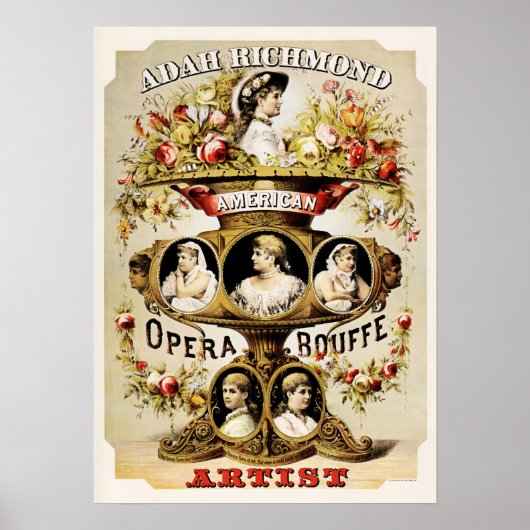 Adah Richmond American Opera Bouffe Theater Advert Poster (Voorkant)