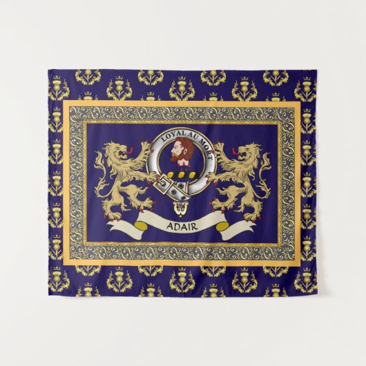 Adair Clan Badge Personalized Blue Wandkleed (Voorkant (horizontaal))