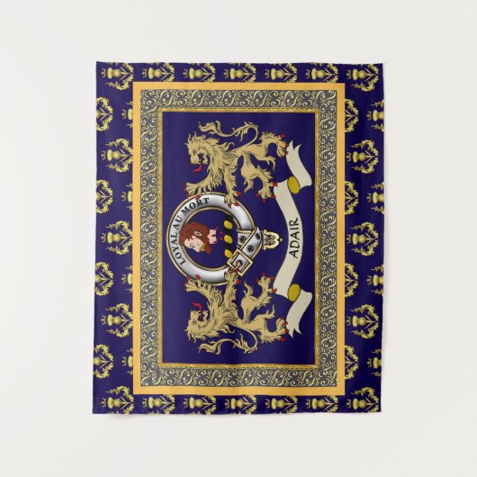 Adair Clan Badge Personalized Blue Wandkleed (Voorkant)