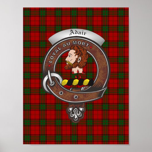 Adair Clan Badge & Tartan 8,5x11 Poster (Voorkant)