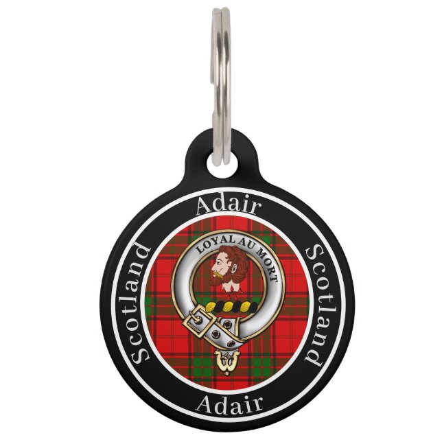 Adair Clan Badge & Tartan Gepersonaliseerde Sierad Huisdierpenning (Voorkant)