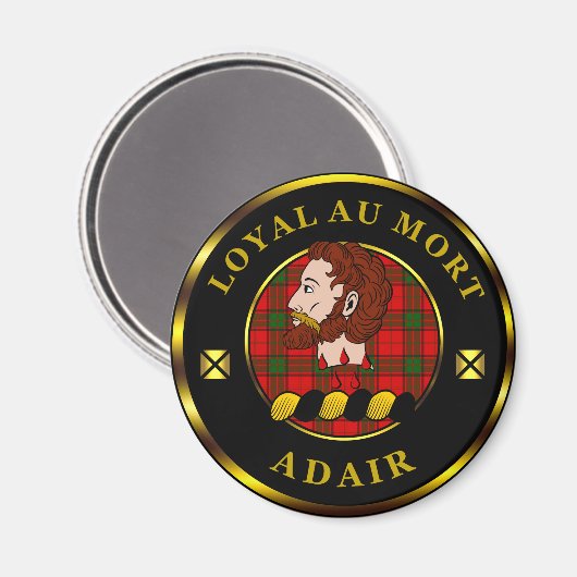 Adair Clan Badge & Tartan Magneet (Voorkant / Achterkant)