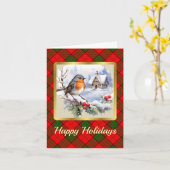 Adair Crest & Tartan w/Robin Gepersonaliseerde Xma Kaart (Gele Bloem)