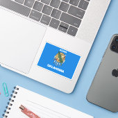 Adair Oklahoma Flag Sticker (Laptop met iPhone)